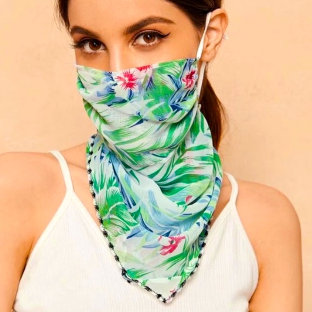 Gorgeous Floral & Leaves Graphics Facemask R  Scarf❤️ Adjustable Ear Piece
